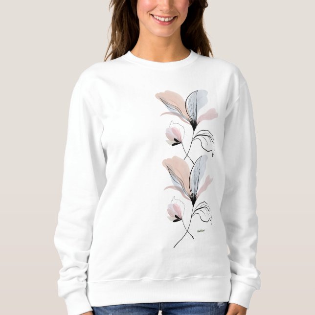 Aesthetic Floral Minimal Botanical PulloverT-Shirt Sweatshirt (Front)
