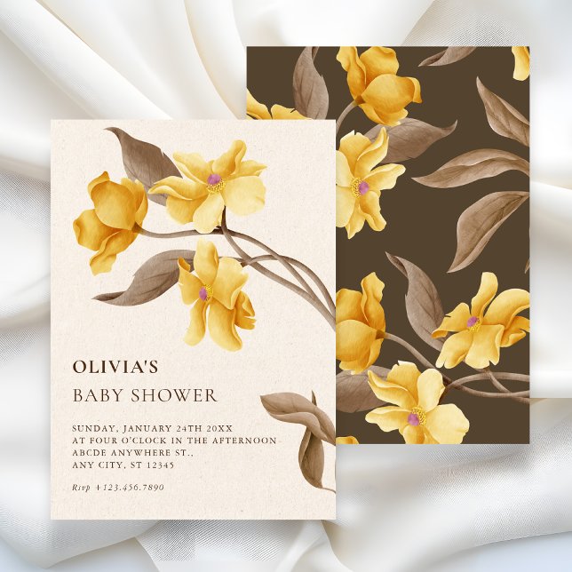 Aesthetic floral minimalist elegant baby shower invitation (Creator Uploaded)