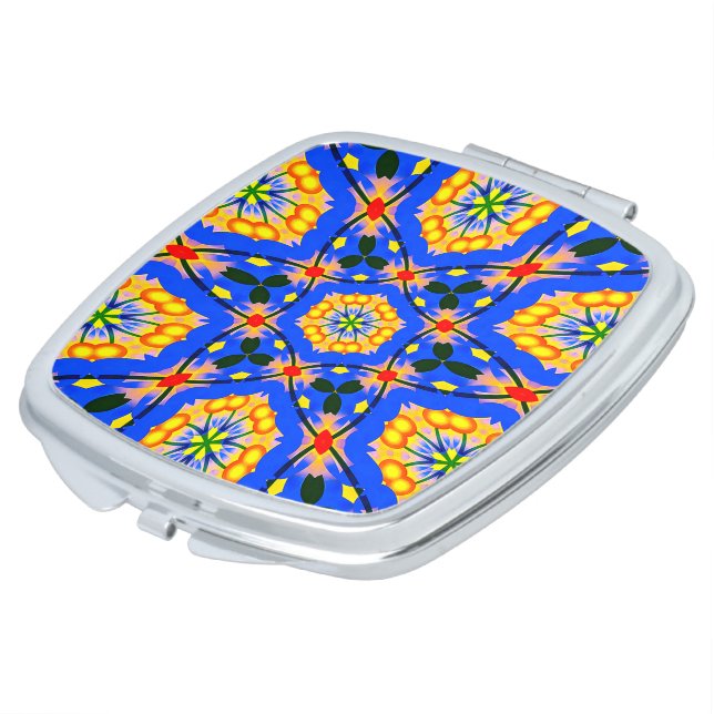 Aesthetic Floral Pattern Compact Mirror (Turned)