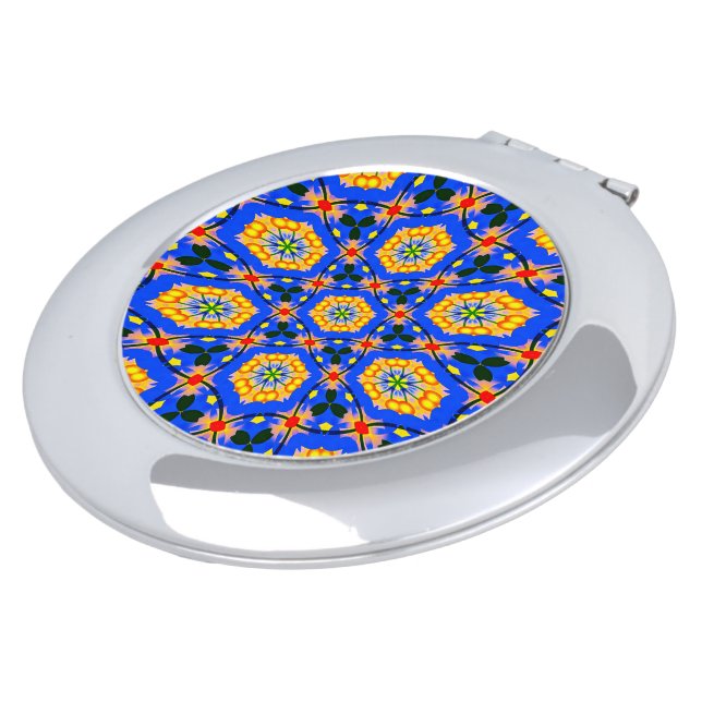 Aesthetic Floral Pattern Compact Mirror (Turned)
