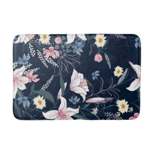 Aesthetic Floral seamless pattern Bath Mat