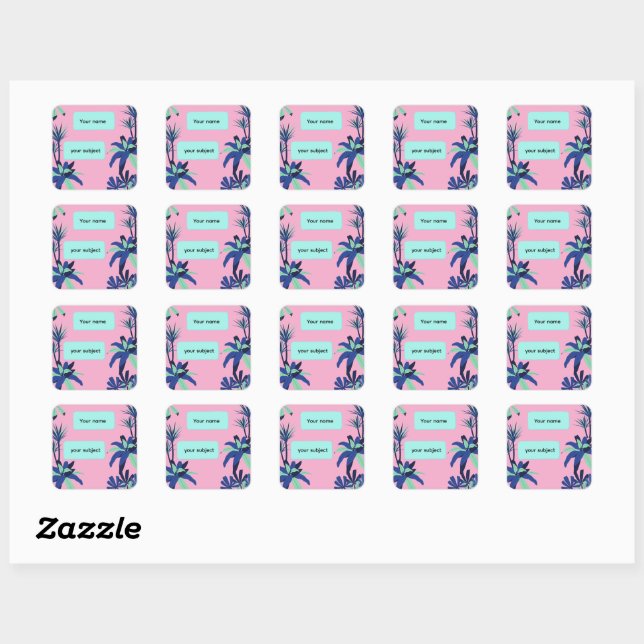 Aesthetic Floral Subject Personalized notebook Square Sticker (Sheet)