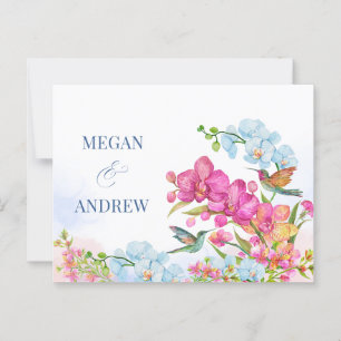 Aesthetic floral wedding invitation postcard