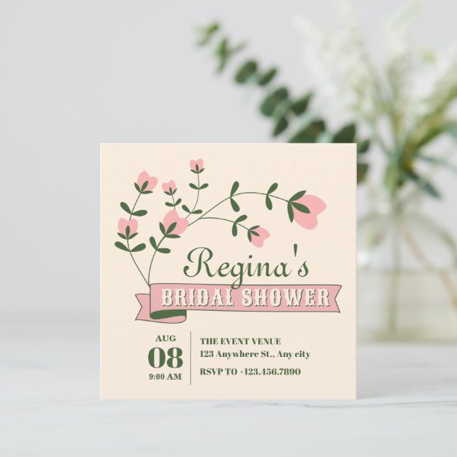 Aesthetic flower bridal shower invitation (Standing Front)