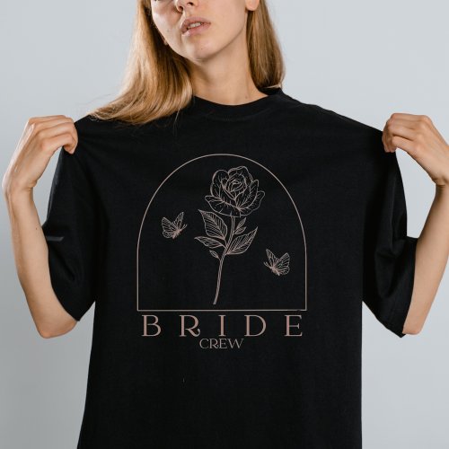 Aesthetic Flower Engagement Bride Crew T_Shirt