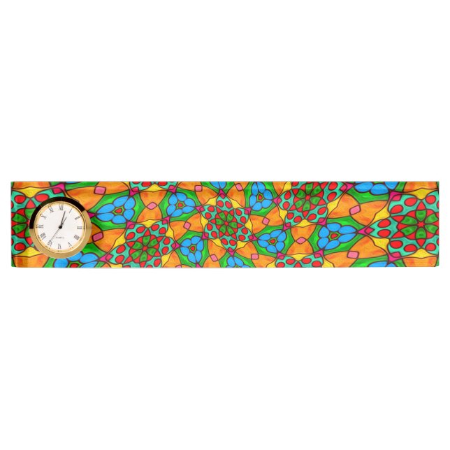 Aesthetic Flowers Pattern Desk Name Plate (Front)