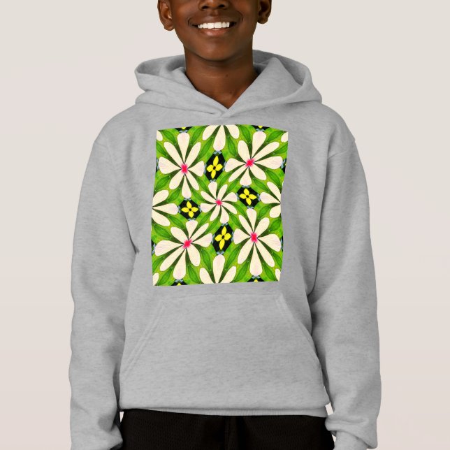 Aesthetic Flowers Pattern Hoodie (Front)