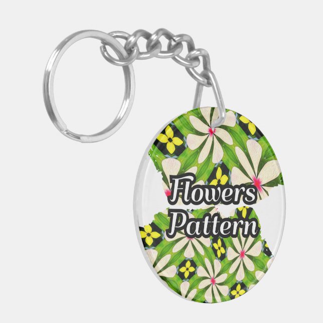 Aesthetic Flowers Pattern Keychain (Front Left)