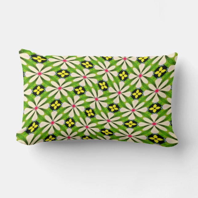 Aesthetic Flowers Pattern Lumbar Pillow (Front)