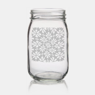 Aesthetic Flowers Pattern Mason Jar
