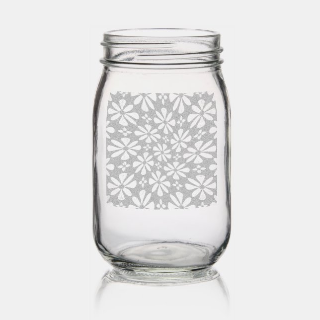 Aesthetic Flowers Pattern Mason Jar (Glassware)