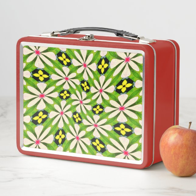 Aesthetic Flowers Pattern Metal Lunch Box (In Situ)