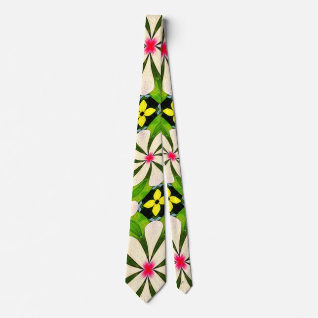 Aesthetic Flowers Pattern Neck Tie (Front)