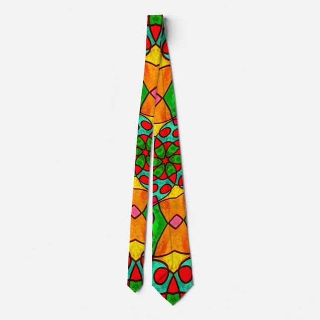 Aesthetic Flowers Pattern Neck Tie (Back)