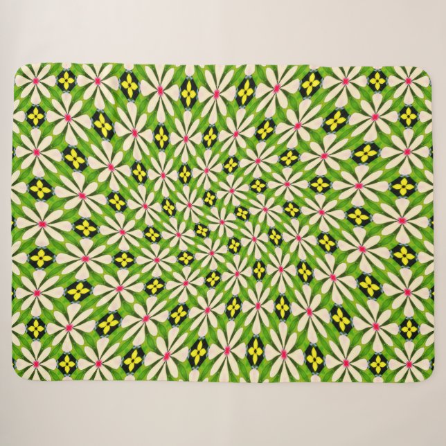 Aesthetic Flowers Pattern Sherpa Blanket (Front (Horizontal))