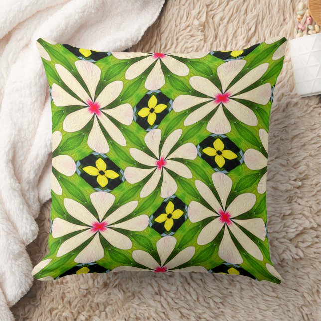 Aesthetic Flowers Pattern Throw Pillow (Blanket)