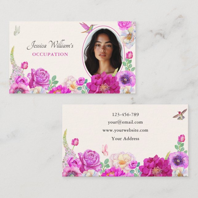 Aesthetic Flowers photo Business Card (Front/Back)