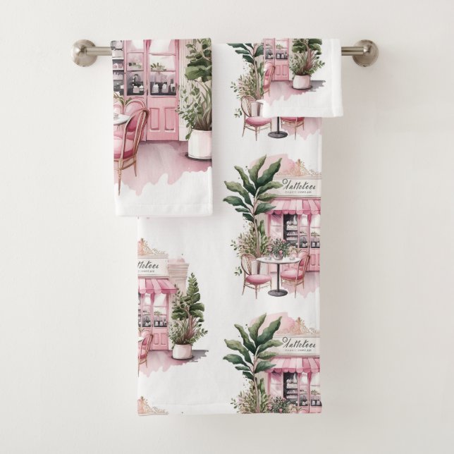 Aesthetic French Cafe, Vintage, Bath Towel Set (Insitu)