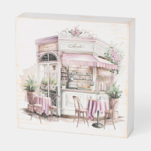 Aesthetic French Cafe, Vintage, Wooden Box Sign