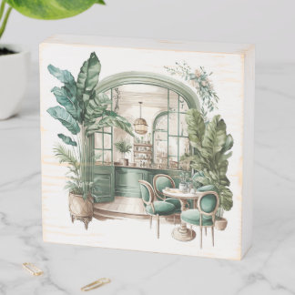 Aesthetic French Cafe, Vintage, Wooden Box Sign