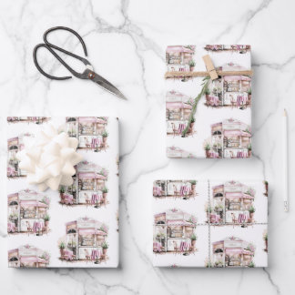 Aesthetic French Cafe, Vintage, Wrapping Paper Sheets