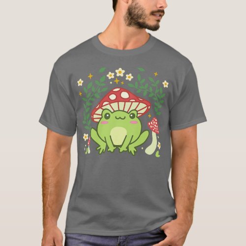 Aesthetic Frog Mushroom Hat Cute Vintage Kawaii T_Shirt