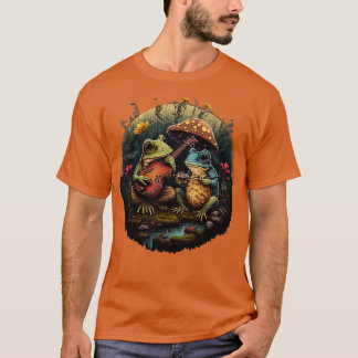 aesthetic frogs playing ukelele on Mushroom T-Shirt
