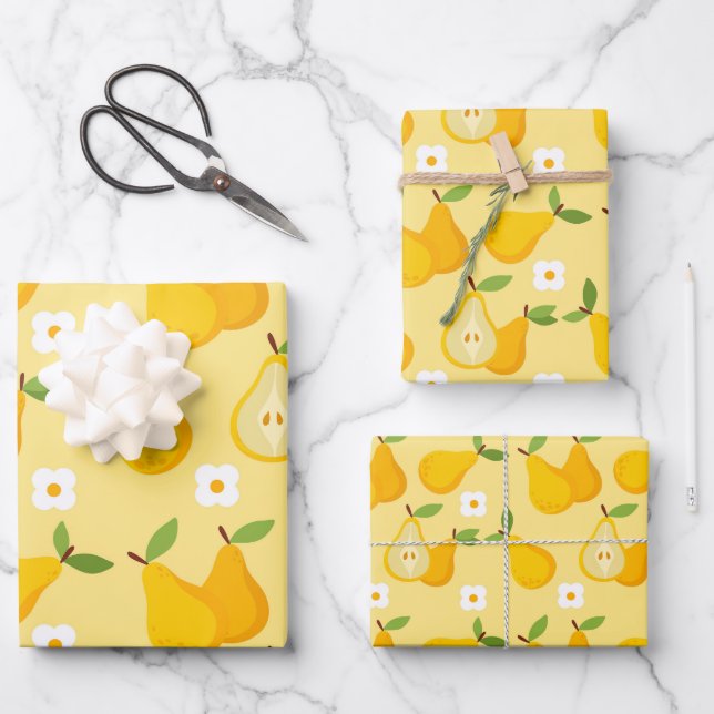 Aesthetic Fruit Food pear Wrapping Paper Sheets (Front)