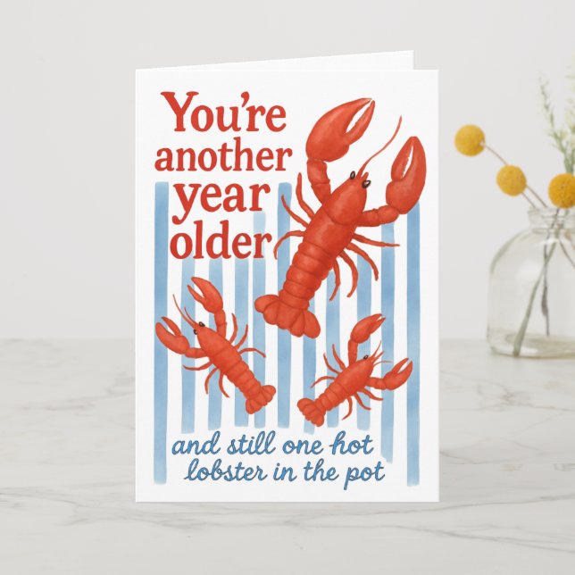 Aesthetic Funny Lobster Birthday Card  (Front)