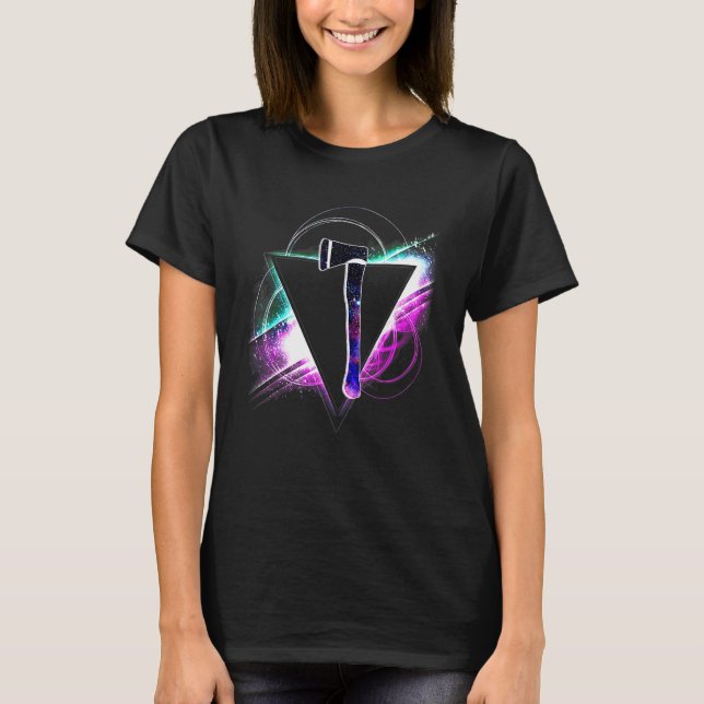 Aesthetic Galaxy Axe Throwing T-Shirt (Front)