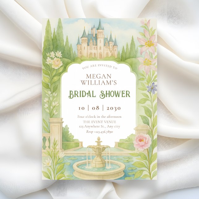 Aesthetic garden castle bridal shower invitation (Creator Uploaded)