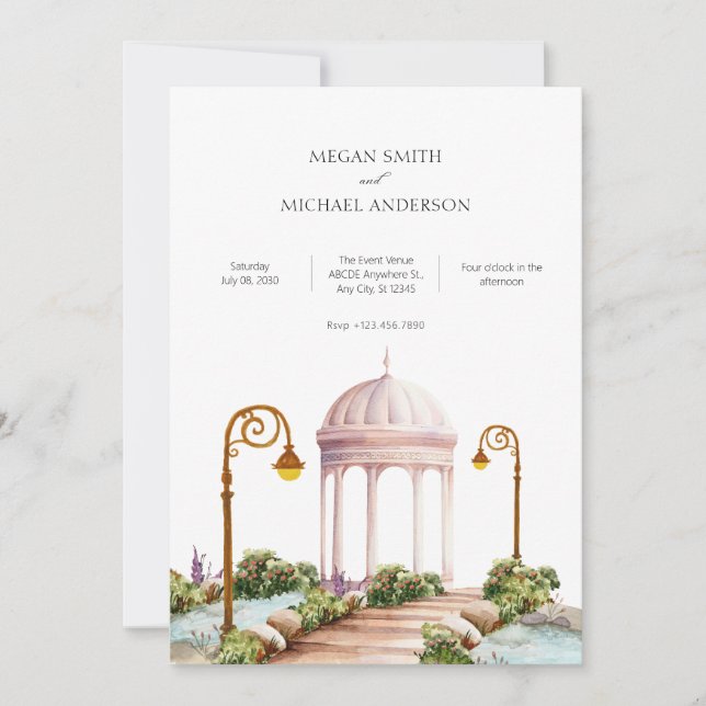 Aesthetic garden wedding invitation (Front)