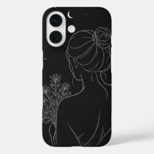 Aesthetic Girl iPhone Case – Black Line Art