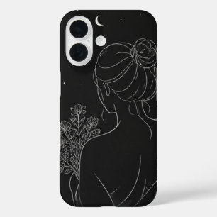 Aesthetic Girl iPhone Case – Black Line Art