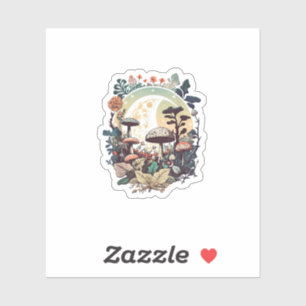 Aesthetic Goblincore And Cottagecore Mushroom Calm Sticker