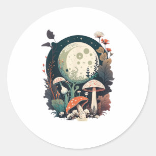 Aesthetic Goblincore And Cottagecore Mushroom Crea Classic Round Sticker