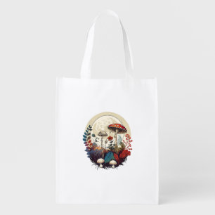 Aesthetic Goblincore And Cottagecore Mushroom Fore Grocery Bag