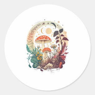 Aesthetic Goblincore And Cottagecore Mushroom Meme Classic Round Sticker