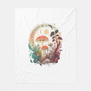Aesthetic Goblincore And Cottagecore Mushroom Tren Fleece Blanket