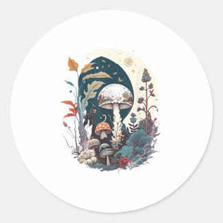 Aesthetic Goblincore Cottagecore Mushroom Botanica Classic Round Sticker