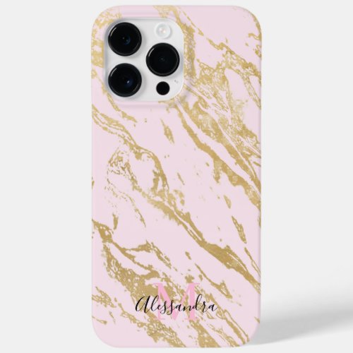 Aesthetic Gold Marble Blush Pink Case_Mate iPhone 14 Pro Max Case