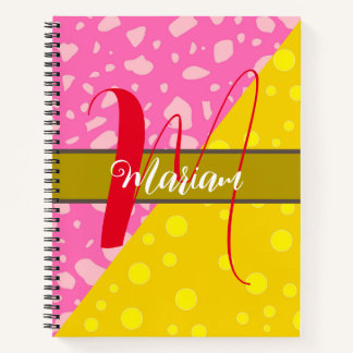 Aesthetic Gold Pink Color - Initial Name Monogram Notebook