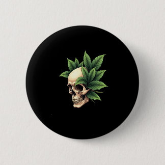 Aesthetic Goth Grunge Skull Tropical Monstera Leaf Button