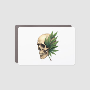 Aesthetic Goth Grunge Skull Tropical Monstera Leaf Car Magnet