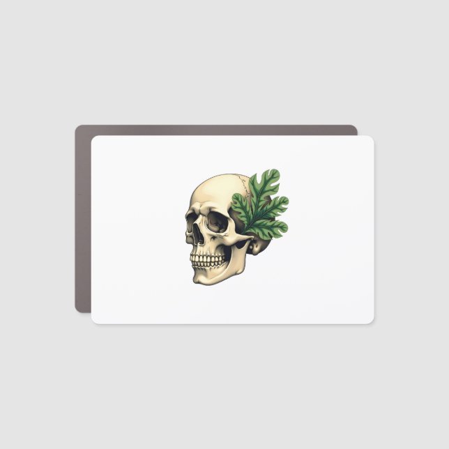 Aesthetic Goth Grunge Skull Tropical Monstera Leaf Car Magnet (Front)