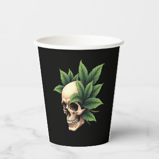 Aesthetic Goth Grunge Skull Tropical Monstera Leaf Paper Cups