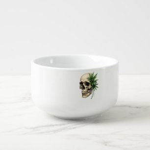 Aesthetic Goth Grunge Skull Tropical Monstera Leaf Soup Mug