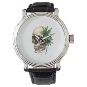 Aesthetic Goth Grunge Skull Tropical Monstera Leaf Watch