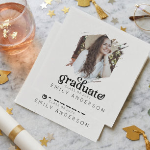 Aesthetic Grad Party Custom Photo Graduation Napkins