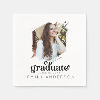 Aesthetic Grad Party Custom Photo Graduation Napkins